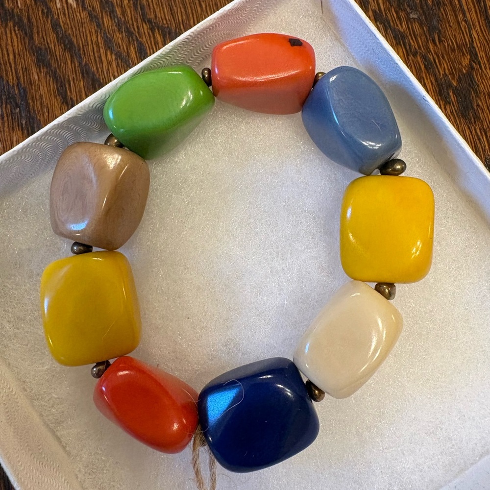 Multicolor Chunky Bead Bracelet Made with Natural Materials